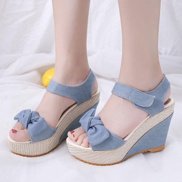 

women designer cowboy sandals tall wedges open toe platform shoes chunky sole 2021 new, Black