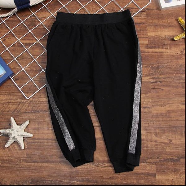 

calf length sports casual pants women summer fashion new ribbon decoration loose plue size elastic waist female harem trousers, Black;white