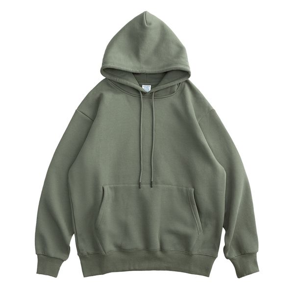 

sweater men plus velvet hooded oversize autumn and winter new solid color loose shoulder ins tide brand couple hoodie thick, Black