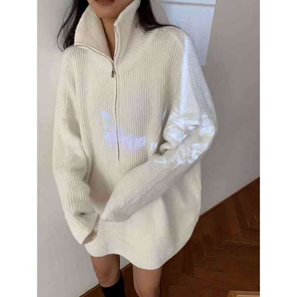 

women's sweaters female sweater with high collar zipper, basic female blouse long winter c17o, White;black
