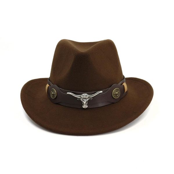 

wide brim hats autumn winter big birm retro keep warm cap female woolen western national style cowboy hat fashion british jazz, Blue;gray