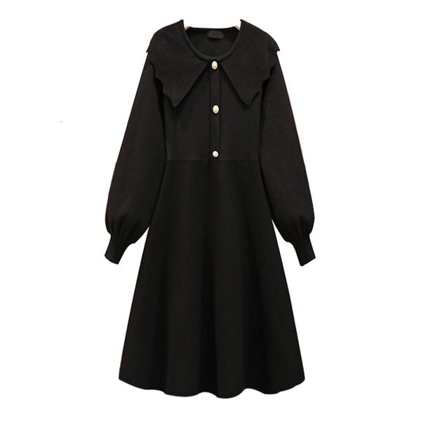 

vintage kintted the burgundy line dressed in black ladies winter long sleeve peter pan high waist lqfa, White