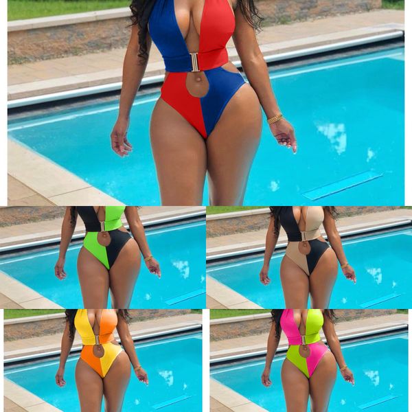 

solid open y5128 - back 1 women's color one piece swimsuit2021, White;black