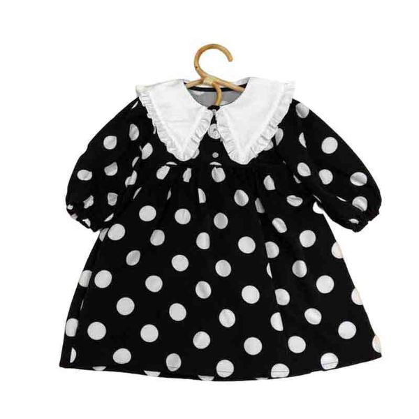 Primavera Autunno Bambino Bambini Manica Lunga Abito Punto Onda Per Ragazze Risvolto Vintage Bambino Stile Coreano Vestito Abbigliamento Per Bambini G1215