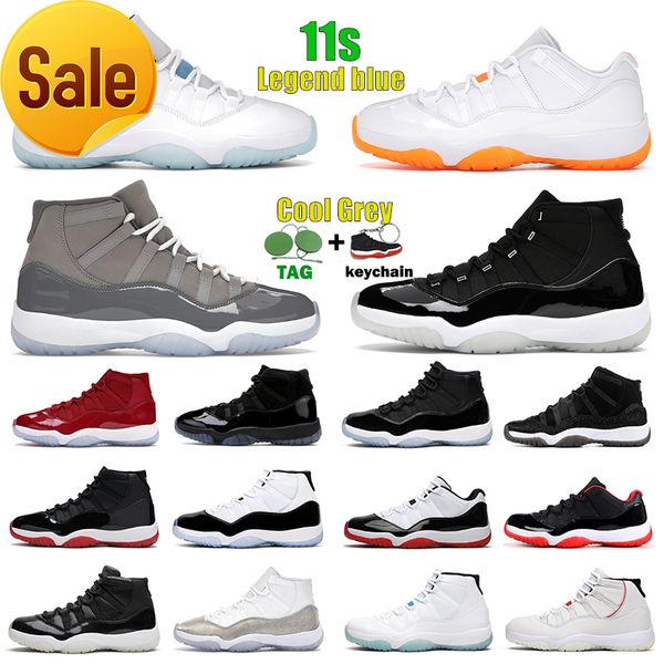 

7-13 11s men basketball shoes cool grey jubilee 25th anniversary bred concord legend blue space jam cap and gown bright citrus metallic silv