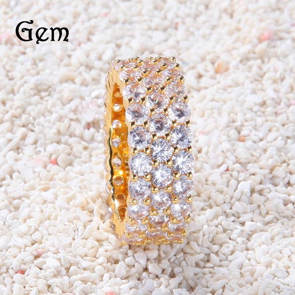 

hip hop men's and women's 3-row zircon ring, Silver