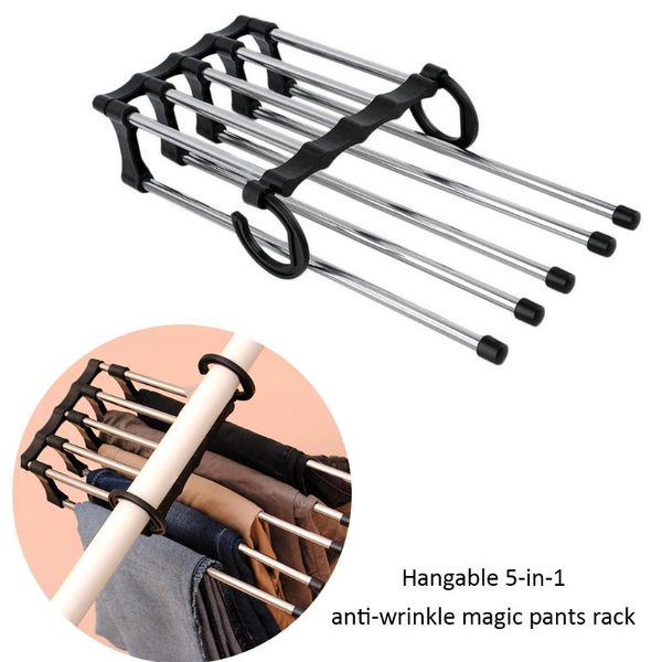

hangers & racks stainless steel multifunctional pants hanger novelty adjustable trousers tie shawl rack scarf neckties holder closet organiz