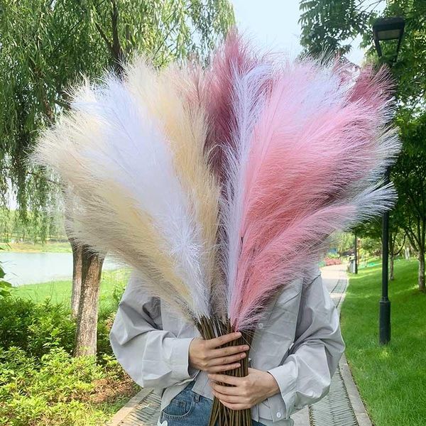 

decorative flowers & wreaths 98cm bulrush artificial pampas grass reed bouquet diy vase wedding party home garden decoration plant real touc