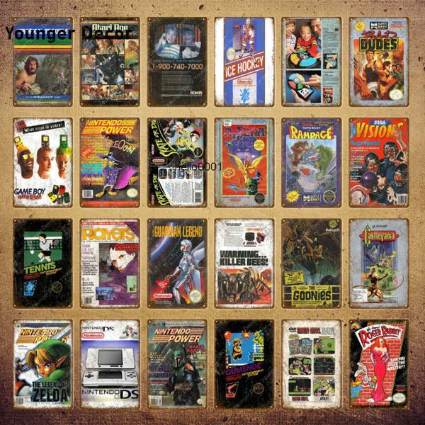 

classic gaming poster gamer wall sticker for kids room game center decor vintage advertising signs metal art painting yi-017