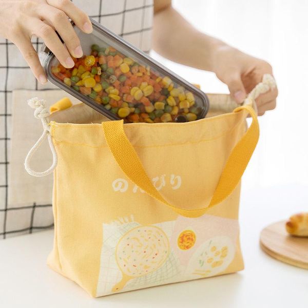 

storage bags functional pattern cooler lunch box portable insulated canvas bag thermal picnic for women kids2