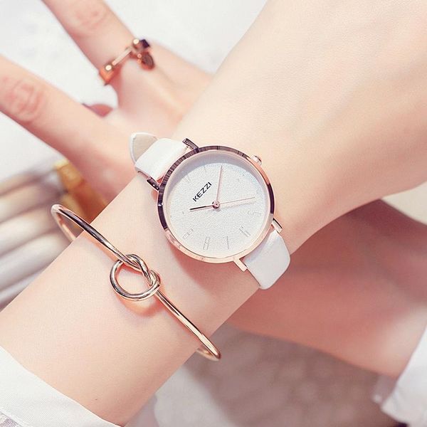 

wristwatches korean fashion ladies dress match watch female simple quartz cool wind style with leather watchband, Slivery;brown