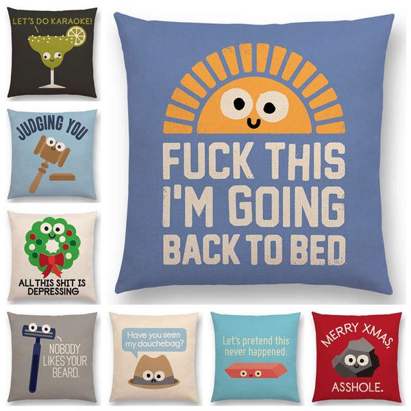 

cartoon series cushion cover turnip bulb pizza funny words decorative letters sofa pillow case