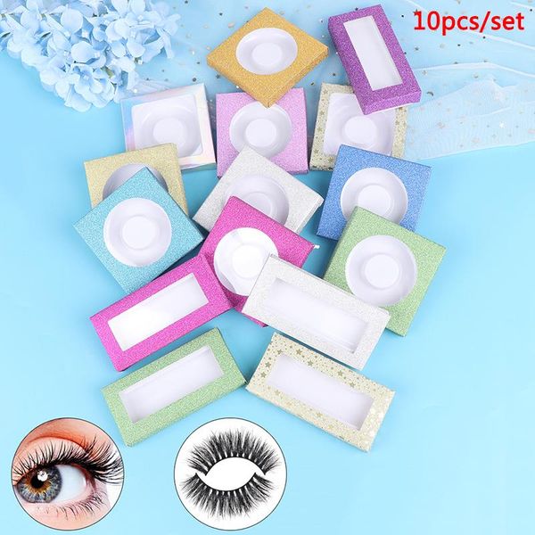 

10set/lot 25mm clear flash blank eyelashes package multicolor paper box white tray