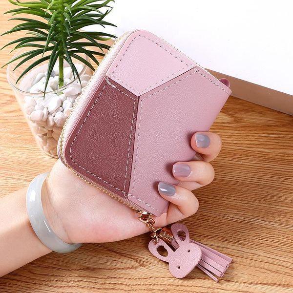 

wallets wallet exquisite casual coin purse splicing color mini handbag clutch fashion pu portable with tassel drop card holder zipper, Red;black