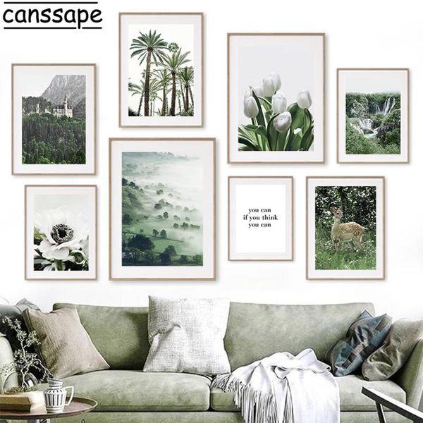 

paintings plant wall art posters palm tree canvas tulip print forest poster deer prints waterfall pictures home decor
