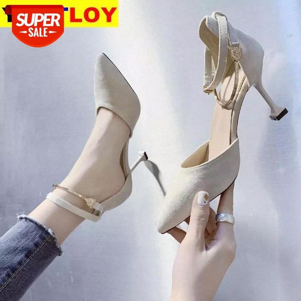 

fashion high heels shoes women pumps buckle strap thin high heels pointed toe non-slip fashion ladies shoes size 34-40 #lf4a, Black