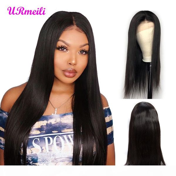 

lace front human hair wigs for black women perruques de cheveux humains brazilian remy straight human hair wig with baby hair 150% density, Black;brown