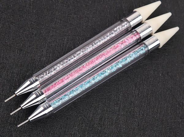 

nail art kits dual-ended dotting pen with acrylic handle rhinestone studs picker wax pencil manicure diy tool