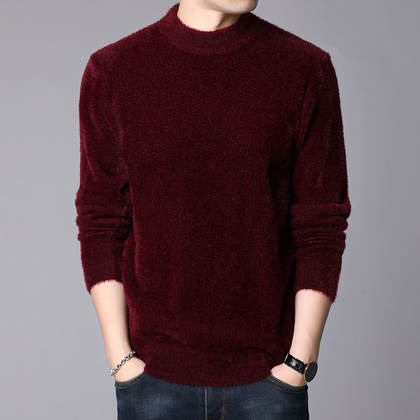 

sweater men winter thickened long sleeve o-neck soft comfortable knitted pullover male pure color all-match casual jersey h bmjf, White;black