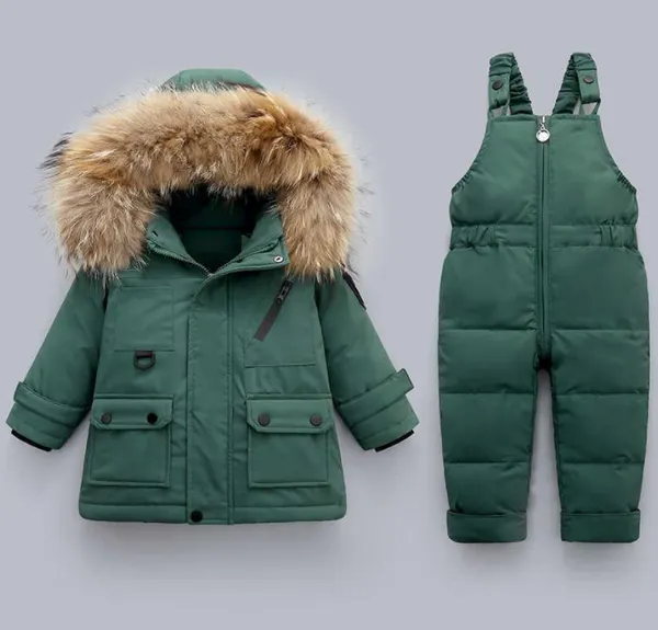 

2021 winter jackets for boys kids snowsuits girl duck down coat natural fur outerwear children warm overalls baby jumpsuit, Blue;gray