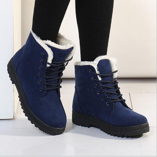 

boots women winter fashion snow warm ankle heels platform shoes, Black
