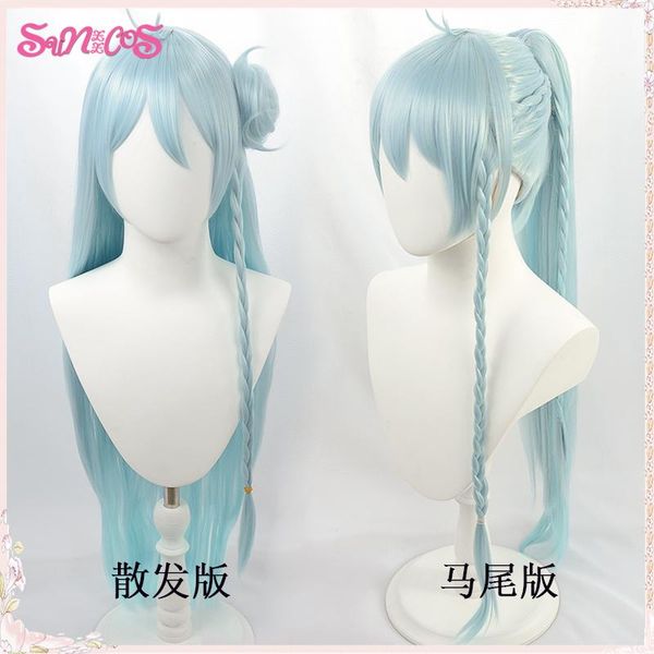 

synthetic wigs ensemble stars hibiki wataru cosplay heat resistant long green white gradient ombre braided hair wig cap, Black