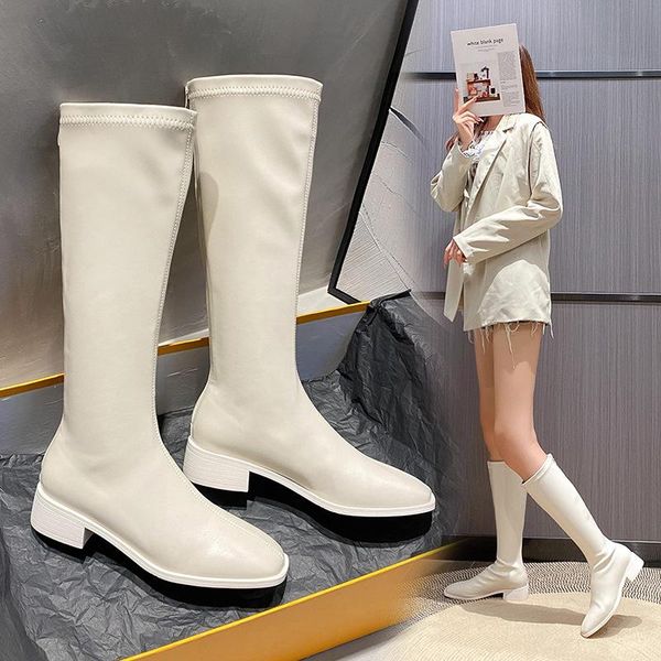 

boots women over knee autumn shoes zipper boots-women luxury designer over-the-knee med ladies 2021 rubber fashion western rome, Black