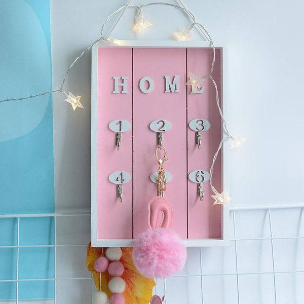 

hooks & rails wall mounted key holder wooden hanger with 6 hook decorative lc