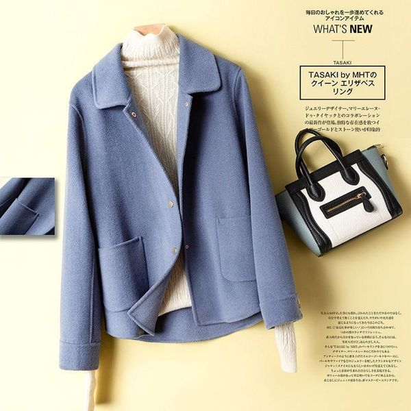 

women's wool & blends women winter coat 2021 single breasted cashmere vintage elegant jacket fashion outerwear woolen female y524, Black