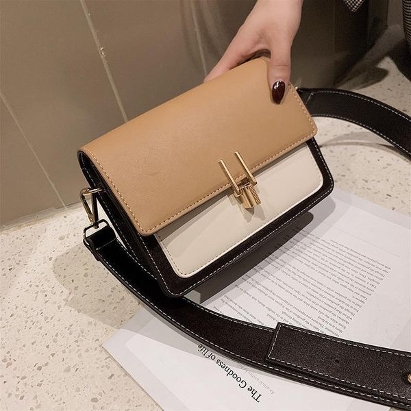 

2019 bag famous designer woman tide hit one shoulder broadband wild cable shoulder bag lock small square bag shoulder bags, Black