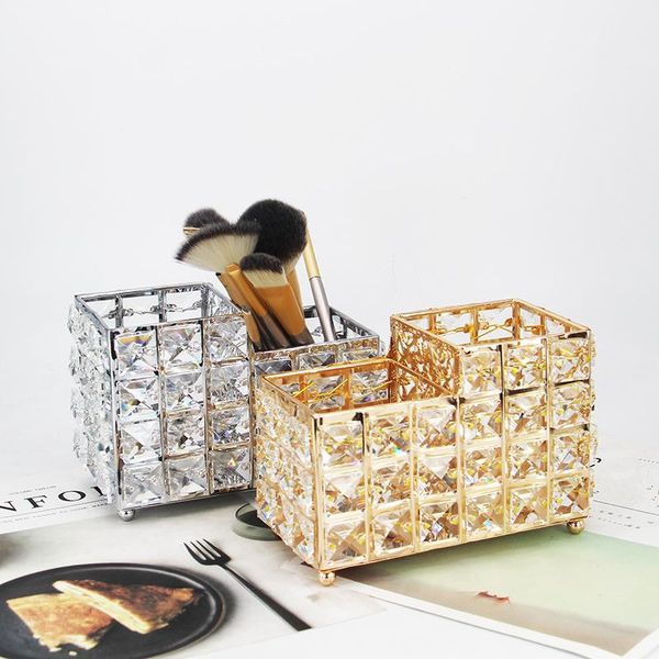

1pc vintage crystal cosmetic brush holder deskpen makeup tools storage organizer