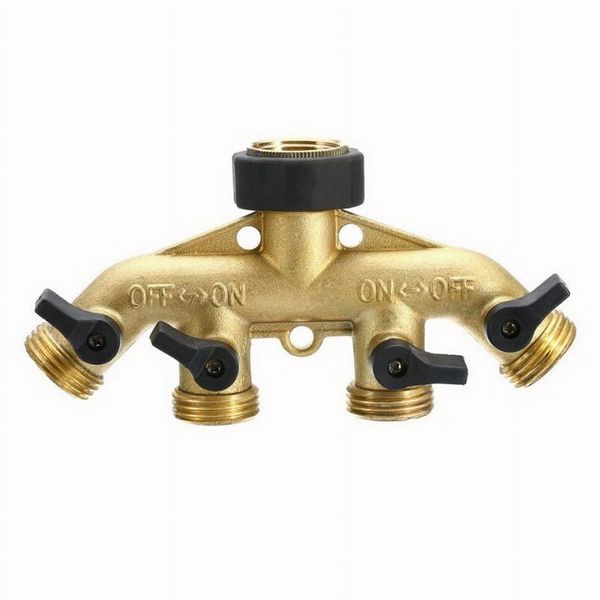 

watering equipments garden faucet 4-way irrigation valves hose pipe splitter plumbing fittings brass female thread y agriculture tools 1pcs