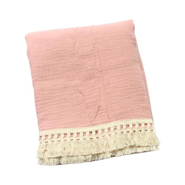 

blankets & swaddling h05c baby tassel swaddle wrap pure cotton muslin receiving blanket born infant pography props