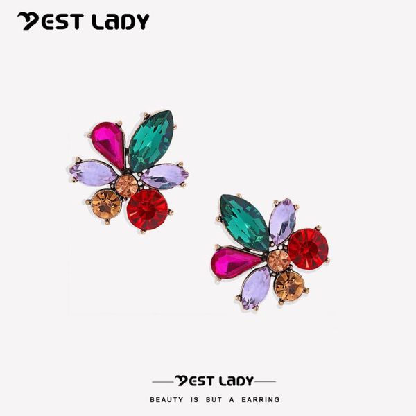 

stud lady novo fashionable color crystal series personality contracted alloy flower earrings for women party sweet ear bijoux, Golden;silver