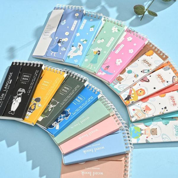 

notepads 2 pcs walk in space portable small english vocabulary book can cover pocket notebook random pattern 87 pages, 12.8x7.5cm, Purple;pink