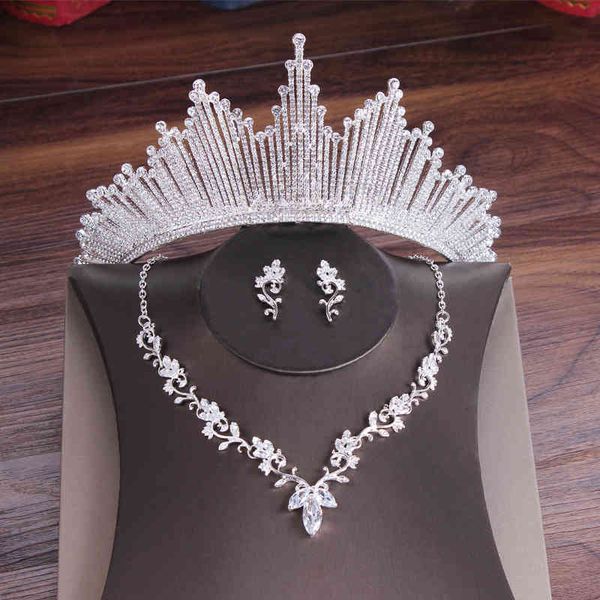 

jewelry sets crystal bridal set cubic zircon african crown tiara earrings choker necklaces weddings beads, Black