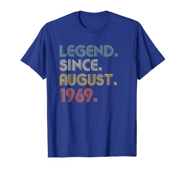 

Legend Since August 1969 T-Shirt- 50 Years Old Shirt Gift, White;black