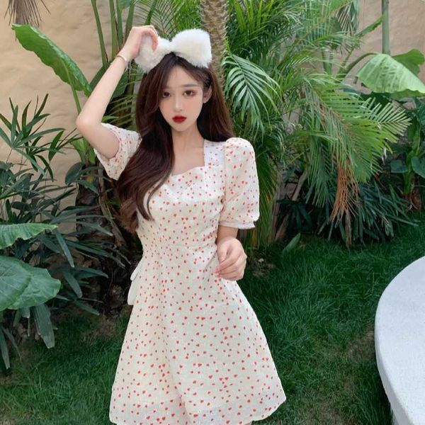 

sweet french bubble sleeve love floral drs women's dign feeling backls bandage skirt, Black