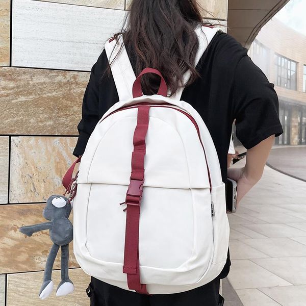 

backpack dcimor waterproof nylon women men simple insert buckle cool bagpack college couples big schoolbag fashion book bag