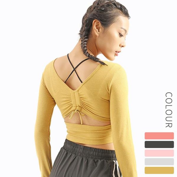 

yoga outfits wanyucl 2021 threaded workout clothes back drawstring running ladies quick-drying, White;red