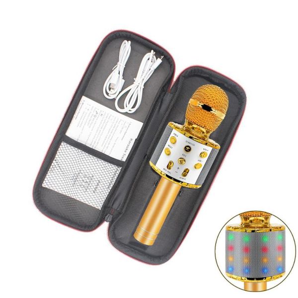 

ws858 l wireless bluetooth microphone karaoke speaker ktv player phone mike with led light for computer stage conference