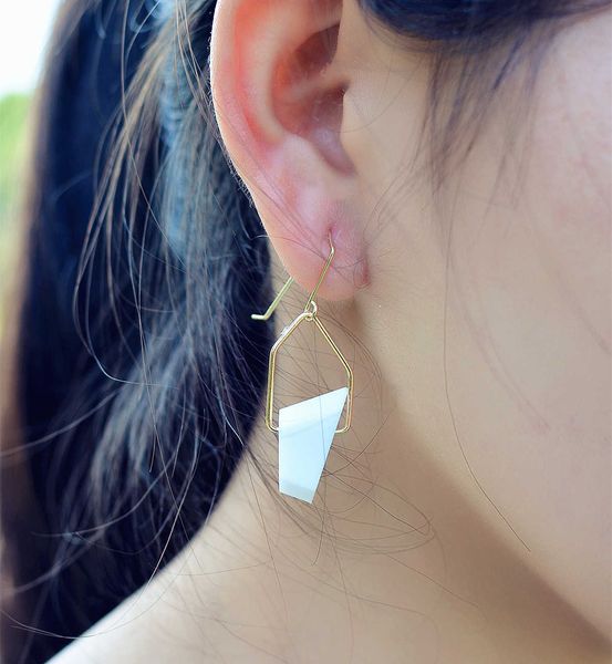 

simple street p polygonal earrings, Silver