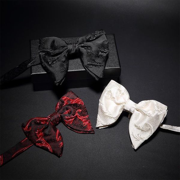 

bow ties men's tie polyester jacquard trendy casual monochrome large, Black;gray