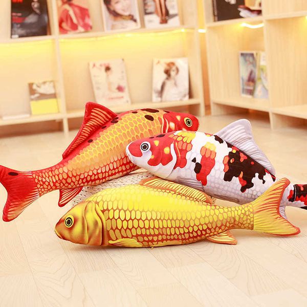 Koi Brinquedos de Pelúcia Recheado Boneca de Peixe Macio Macio Koi Travesseiro Pelúcia Pequeno Goldfish Cat Toys Q0727