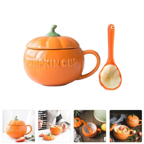 

mugs 1 set pumpkin design ceramic cup home drinking stylish with lid