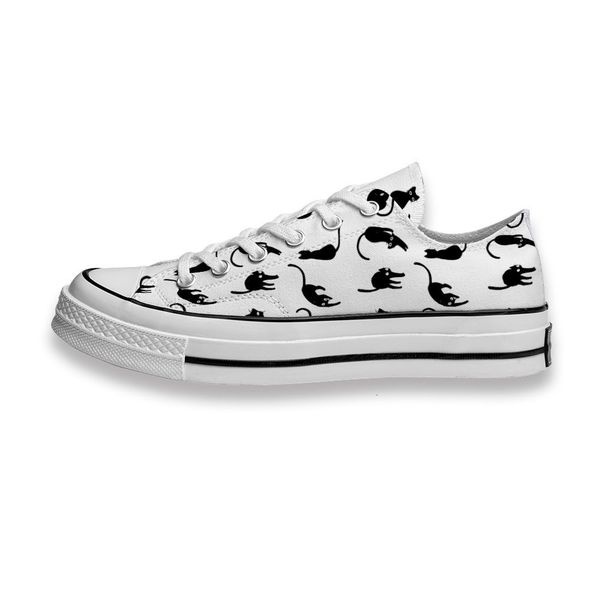 

custom printed shoes black cat monochrome sneakers low mens womens skateboard sport footwear diy trainers canvas casual shoe