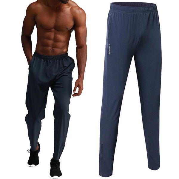 

running pants men's gym men athletic football training soccer sport fitness workout jogging quick dry trousers, Black;blue