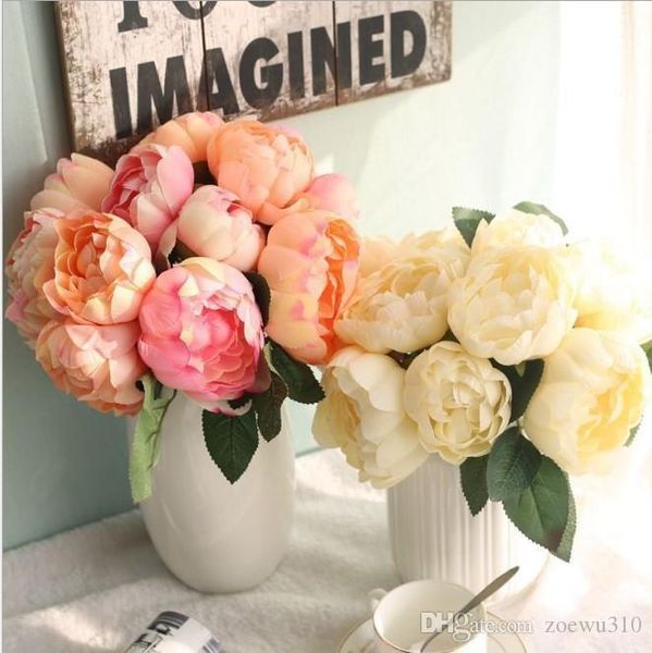

6 heads artificial rose peony silk flower bouquet festival valentines day anniversary gift wedding home table arrangements decoration yl0234