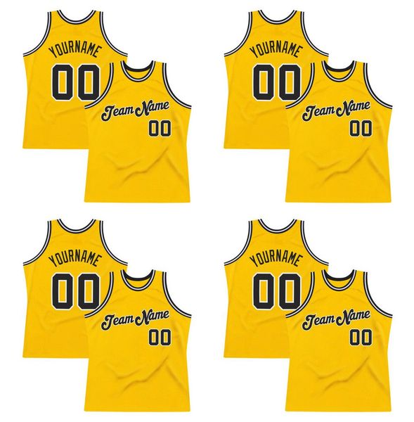 

custom gold black-white authentic throwback basketball jersey