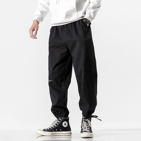 

2021 New Ankle-length Sweatpants Streetwear Spring Autumn Hip Hop Pants Men's Casual Korean Oversize Joggers Trouers 48VF, Black